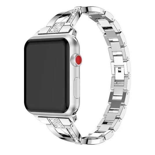 INCOVER Apple Watch (38/40/SE/41mm) Stål Rem m. Rhinstenen - Sølv