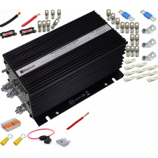 Fricampingpakke m/ Skanbatt 66A Dynamo Hurtiglader m/blåtann og mont.kit DCDC for alle bobiler. Fricampingpakke m/ Skanbatt 66A Dynamo Hurtiglader m/blåtann og mont.kit DCDC for alle bobiler.