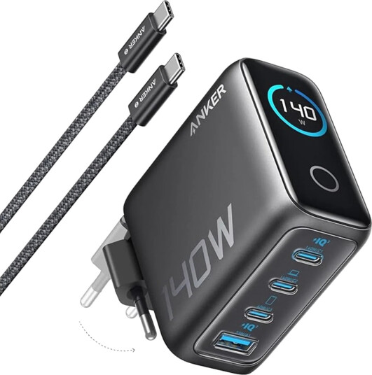 Anker Charger 140W 4-Port W/ Usb-C Cable Dark Grey Anker Charger 140W 4-Port W/ Usb-C Cable Dark Grey