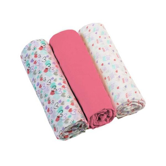 Babyono Muslin Kluter   3 stk   70x70cm   Rosa