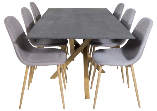 Venture Design Piazza & Polar spisegruppe Grå/grå 6 st stoler & bord 180 x 90 cm