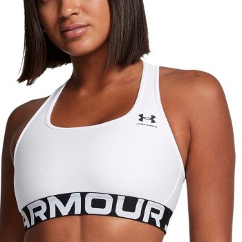 Under Armour BH Mid Branded Sport Bra Hvit polyester Small Dame Under Armour BH Mid Branded Sport Bra Hvit polyester Small Dame