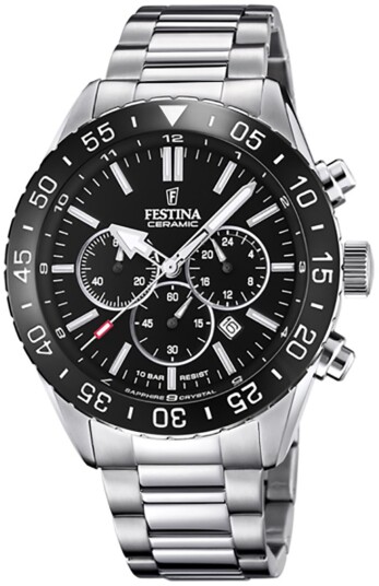 Festina Herreklokke F20575 3 Ceramic Sort/Stål Ø44 mm Festina Herreklokke F20575 3 Ceramic Sort/Stål Ø44 mm