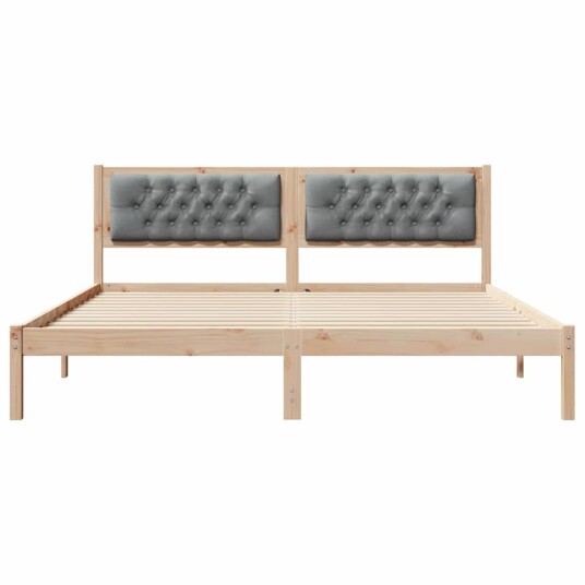 Sengestamme med hodegjerde Lysegrå 160 x 200 cm Massiv furu Sengestamme med hodegjerde Lysegrå 160 x 200 cm Massiv furu