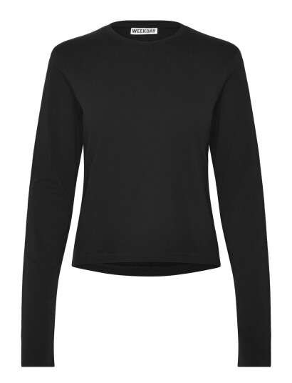 Weekday Slim Long Sleeved Cotton Top Black L
