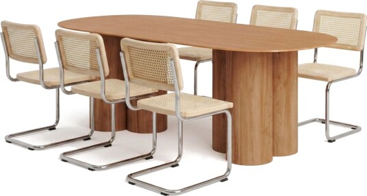 Juno spisegruppe rektangulær 220 cm eik med 6 Build spisestoler Eik Juno spisegruppe rektangulær 220 cm eik med 6 Build spisestoler Eik