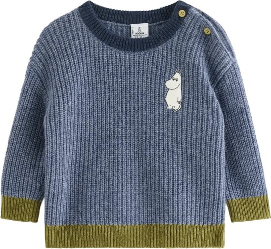 Lindex Moomin Knitted Jumper In Wool Blend BLUE MELANGE 86