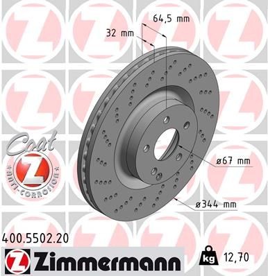 Bremseskive ZIMMERMANN 400.5502.20 Bremseskive ZIMMERMANN 400.5502.20