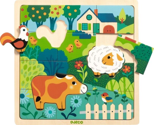 Djeco Puslespill 15 Brikker Puzzlo Farm Djeco OneSize Puslespill