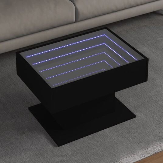 Salongbord med LED svart 70x50x45 cm sponplate 847533