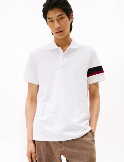Tommy Hilfiger Rwb Sleeve Tape Reg Polo - White - M