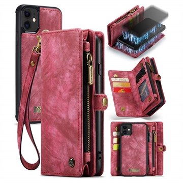 Caseme 2-i-1 Multifunksjonell iPhone 11 Lommebok-deksel Rød