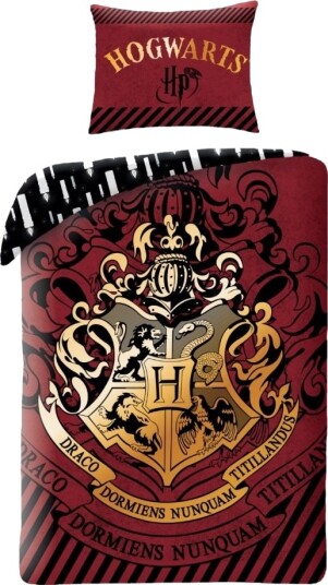 Harry Potter Hogwarts Sengetøj 2I1 Design 1   100 Procent Bomuld