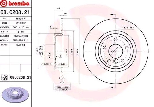 Bremseskive BREMBO 08.C208.21