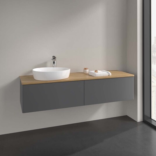 Villeroy & Boch  Antao Servantskap med 2 skuffer 160x50x36 cm u/lys Antrasitt/Eik
