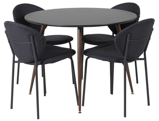Venture Design Plaza & Vault spisegruppe Svart/svart 4 st stoler & bord 100 cm