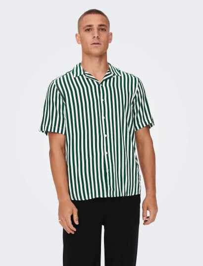 ONLY & SONS Onswayne Life Ss Viscose Shirt Noos - Green - XS