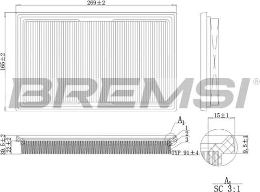 Luftfilter BREMSI FA1203 Luftfilter BREMSI FA1203