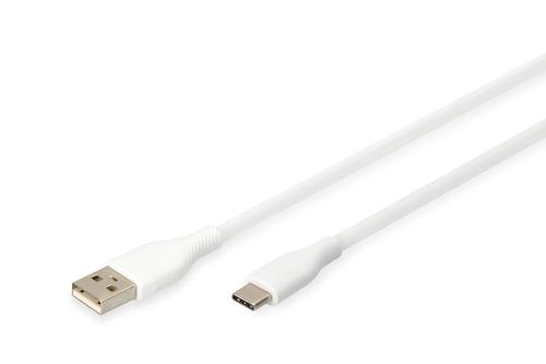Digitus USB C Silicone charging cable USB A   USB C 0.5m USB 2.0 60W white