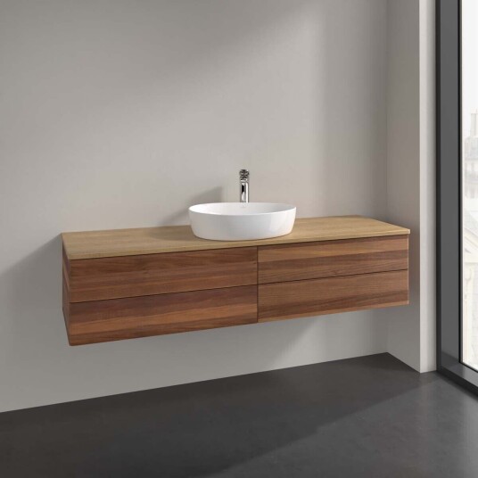 Villeroy & Boch Antao Servantskap med 4 skuffer 160x50x36 cm u/lys Valnøtt/Eik Villeroy & Boch Antao Servantskap med 4 skuffer 160x50x36 cm u/lys Valnøtt/Eik