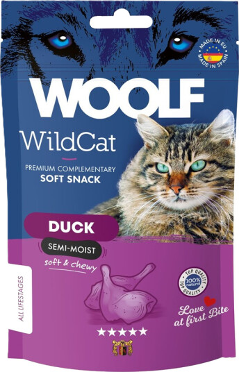Woolf Wildcat Snacks And 50g - Kattesnacks med And til Belønning Woolf Wildcat Snacks And 50g - Kattesnacks med And til Belønning