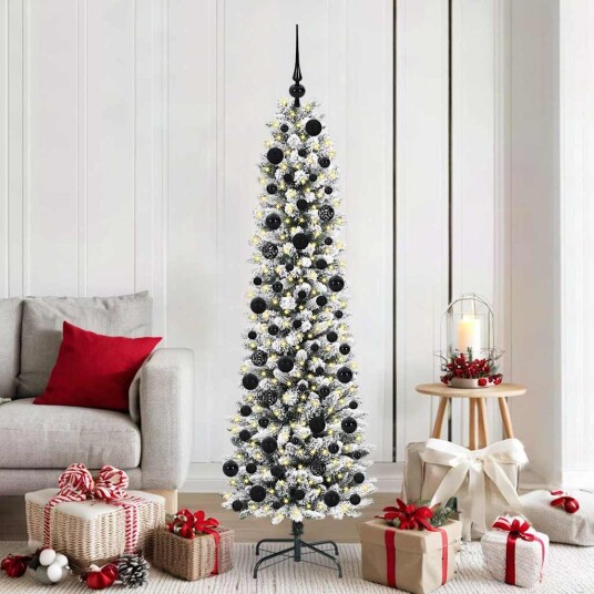 Kunstig juletre Grønn og hvit 180 cm PVC og Metall og Plast Kunstig juletre Grønn og hvit 180 cm PVC og Metall og Plast