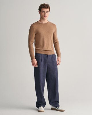 Genser med rund hals i merinoull DK SAND MELANGE XXXL