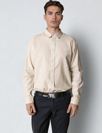 Clean Cut Copenhagen Russel Flannel Shirt - Beige - M