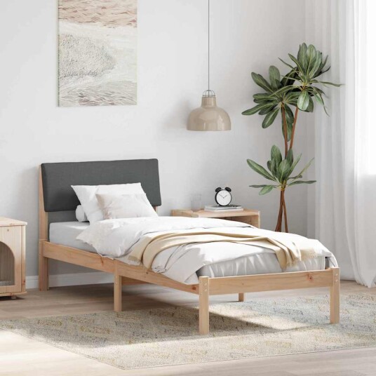Sengestamme brun og mørkegrå 75 x 190 cm Heltre furu
