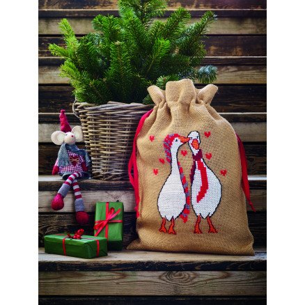 Permin Broderisett Julesekk med gjess 39x55cm