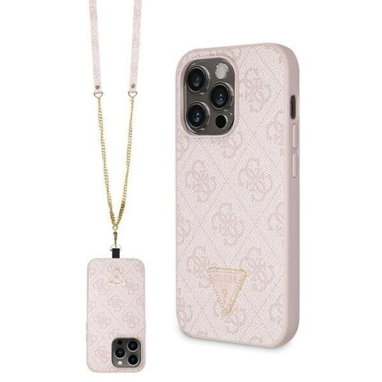 Guess Mobildeksel for iPhone 14 Pro Rosa Crossbody 4G Metalllogo