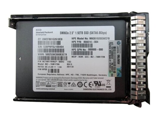 HPE 1.92TB SATA 6G 2.5" SSD for Server og Arbeidsstasjon med Smart Carrier