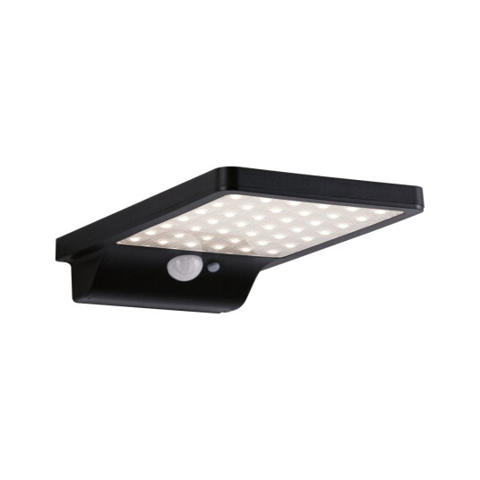 Solveig vegglampe utendørs 4,8W 3000 Kelvin m/bevegelses sensor - Solcelle - Svart