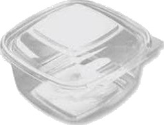 Plastbakke Squarepac 500 Ml 130X127x64 Mm Hængslet Låg Apet Klar,100 Stk/Pk