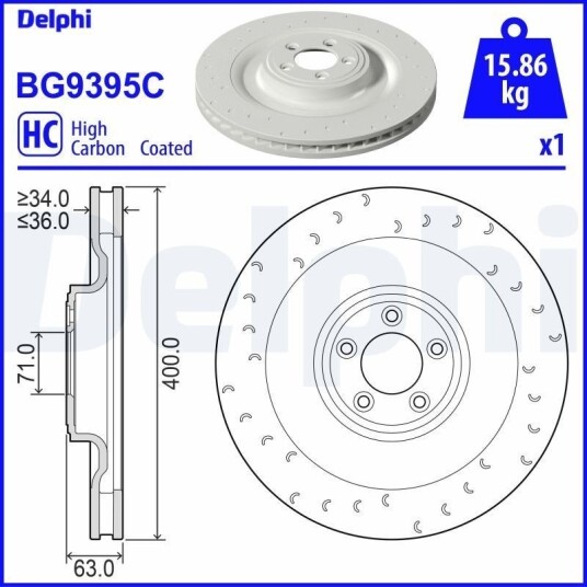 DELPHI BG9395C Bremseskive