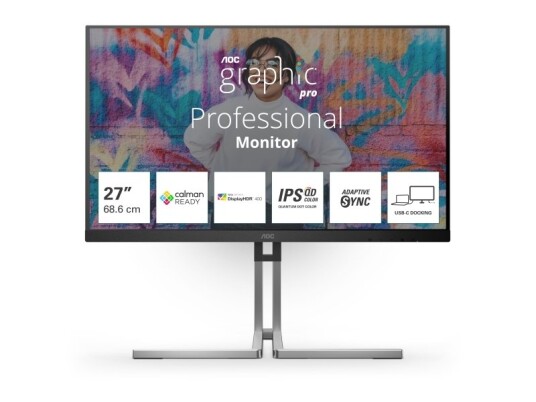 AOC Q27U3CV 27" QHD Skjerm med USB-C og HDR - Sort AOC Q27U3CV 27" QHD Skjerm med USB-C og HDR - Sort