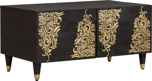  Kaffebord Svart 80 x 50 x 40 cm Massiv mango tre