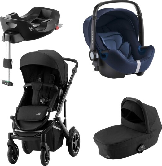 Britax Römer Premiumpakke Smile III Space Black Ink. Bagdel + Bilstol Babysafe2 Moonlight Blue Ink. Base