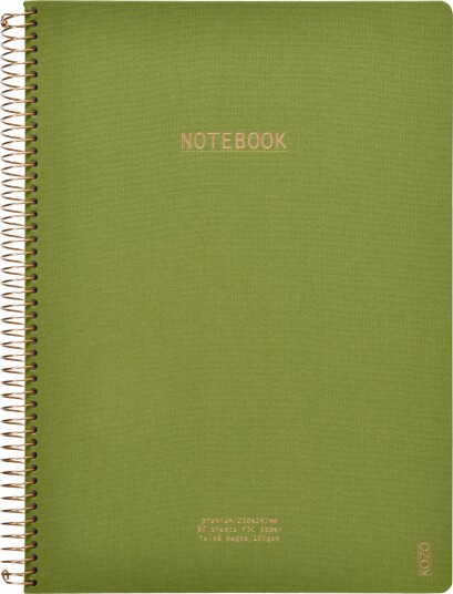 Kozo Notatbok M/spiral Premium A4 Olive Green Kozo Notatbok M/spiral Premium A4 Olive Green