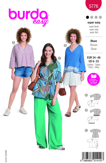 Burda 5776 - Bluse EUR: 34-48, US: 8-22