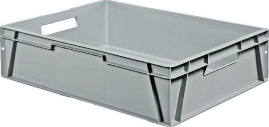 Schoeller Allibert Euroback 6489 Transportkasse grå, med håndtakshull 800x600x200 mm, Garasjeinnredning & oppbevaring