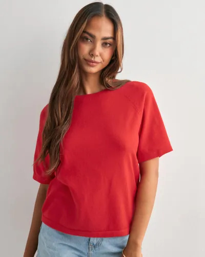 Pieces Rød Pcbree Ss O Neck Knit Noos Bc