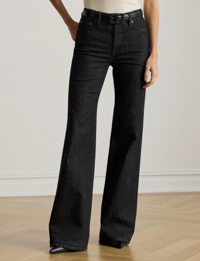 Lauren Ralph Lauren High-Rise Flare Jean - Black - 42