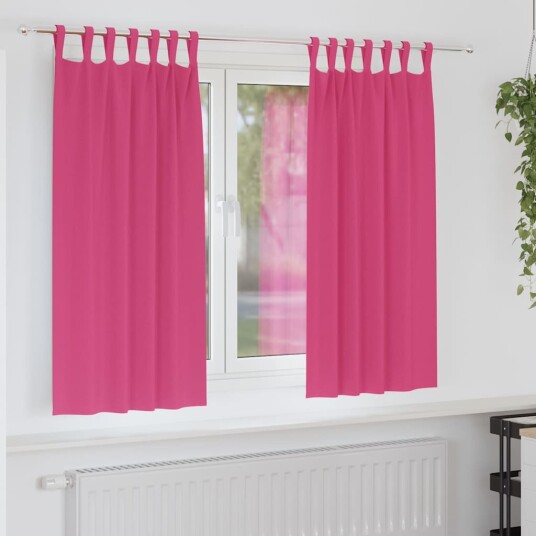  Gardiner med gardiner 2 pcs Lys rosa Polyester