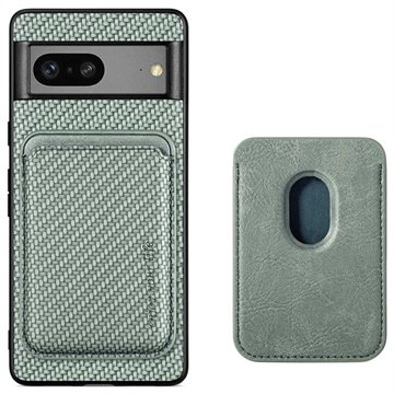 Google Pixel 7 Magnetisk Deksel med Kortluke Karbonfiber Grønn
