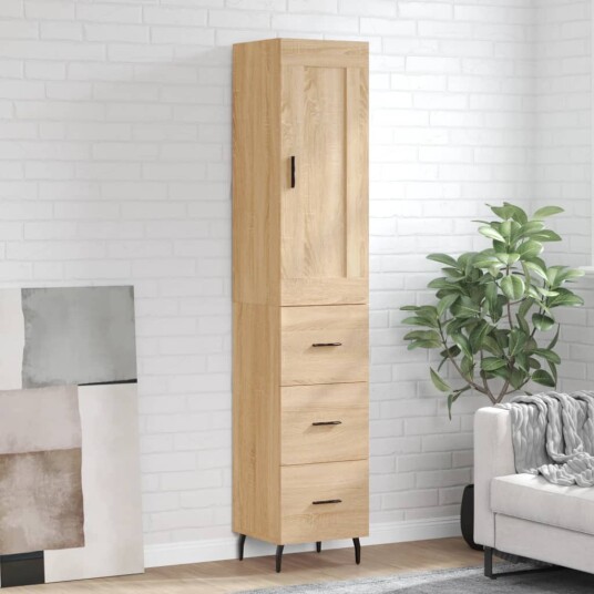 vidaXL Highboard sonoma eik 34,5x34x180 cm konstruert tre 8720845496340 vidaXL Highboard sonoma eik 34,5x34x180 cm konstruert tre 8720845496340