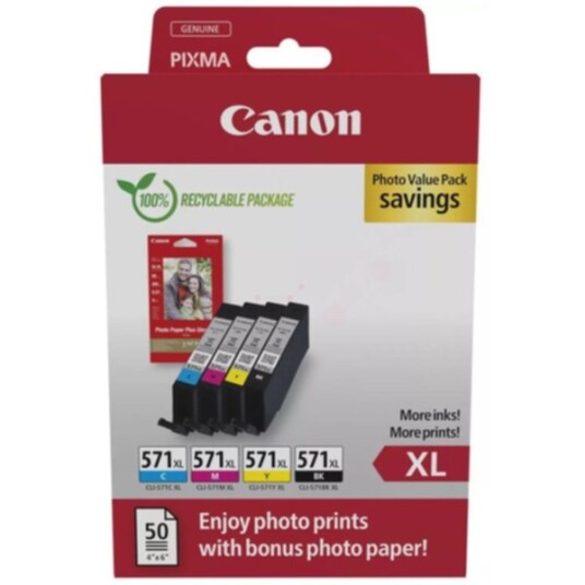 Canon 0332C006 Multipack CLI-571XL + (PP-201 50 sider)