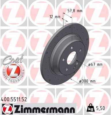 Bremseskive ZIMMERMANN 400.5511.52