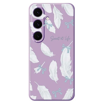 Samsung Galaxy S25 FE Fjærmønster TPU deksel Lilla