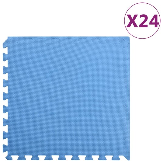 Gulvmatter 24 stk 8,64 ㎡ EVA-skum blå -